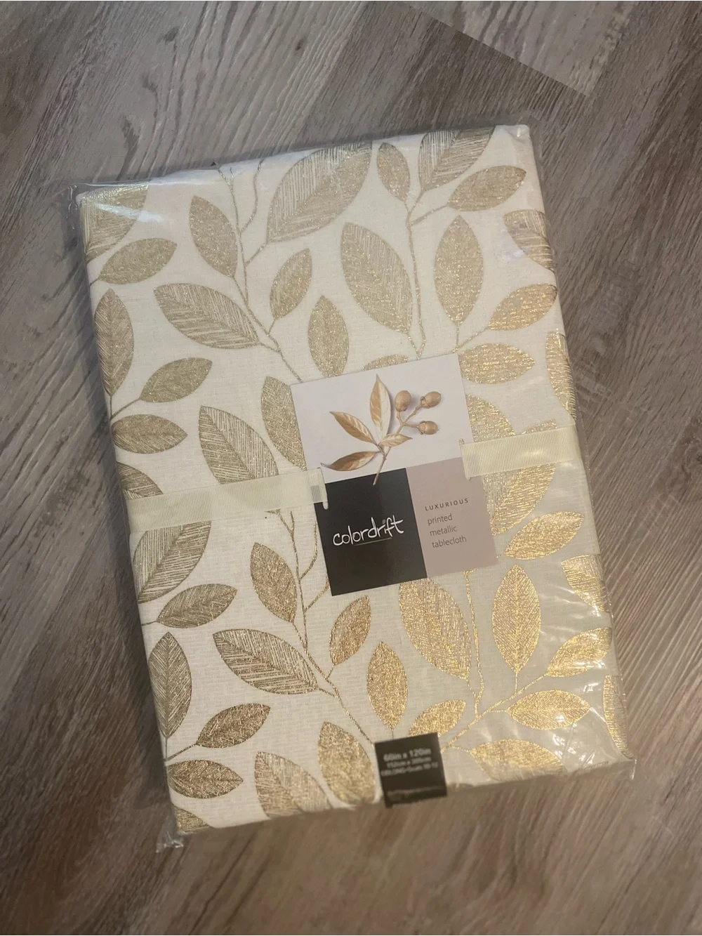 Colordrift Luxurious Metallic Leaf Print Cloth Tablecloth Oblong 60